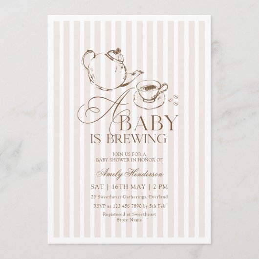 A Baby is Brewing Baby Shower 招待状 (正面)