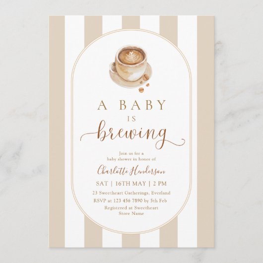 A Baby is Brewing Baby Shower 招待状 (正面)