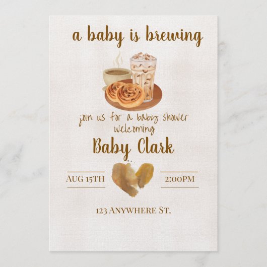 A Baby is Brewing. Baby shower invitation 招待状 (正面)