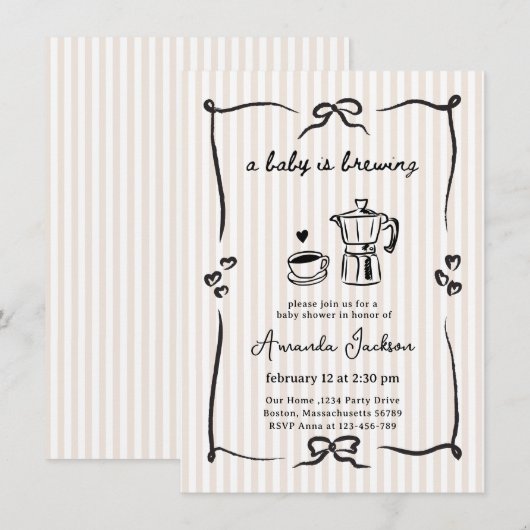 A baby is brewing Baby Shower Invitation 招待状 (正面/裏面)