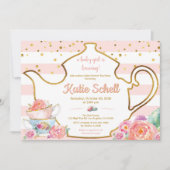 A Baby is Brewing Blush Flower Baby Shower Tea 招待状 (正面)