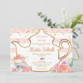 A Baby is Brewing Blush Flower Baby Shower Tea 招待状 (スタンド正面)