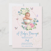 A Baby is Brewing Blush Pink Baby Shower  招待状 (正面)