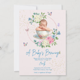 A Baby is Brewing Blush Pink Baby Shower  招待状