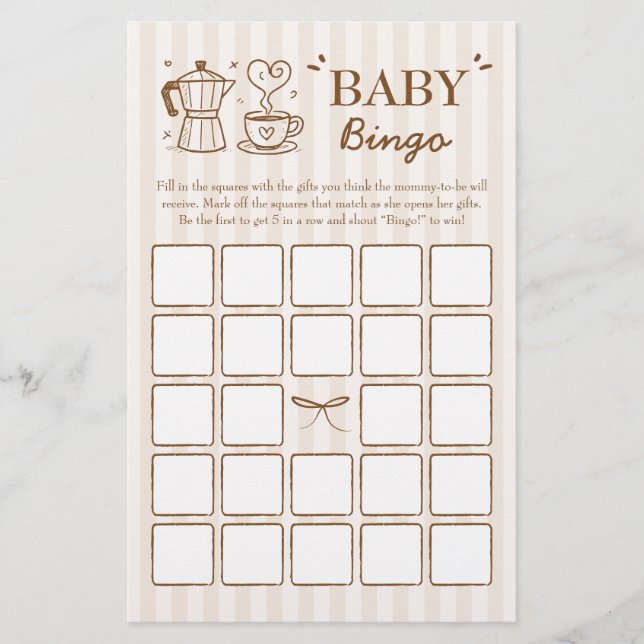 A Baby Is Brewing Coffee Baby Bingo Game (正面)