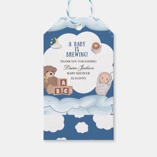 A Baby Is Brewing Coffee Baby Shower  ギフトタグ (正面)