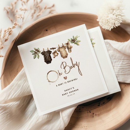 A Baby is Brewing' Coffee Baby Shower スタンダードカクテルナプキン