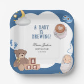 A Baby Is Brewing Coffee Baby Shower  ペーパープレート (正面)