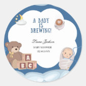 A Baby Is Brewing Coffee Baby Shower ラウンドシール (正面)