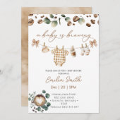 A Baby Is Brewing Coffee Baby Shower 招待状 (正面/裏面)