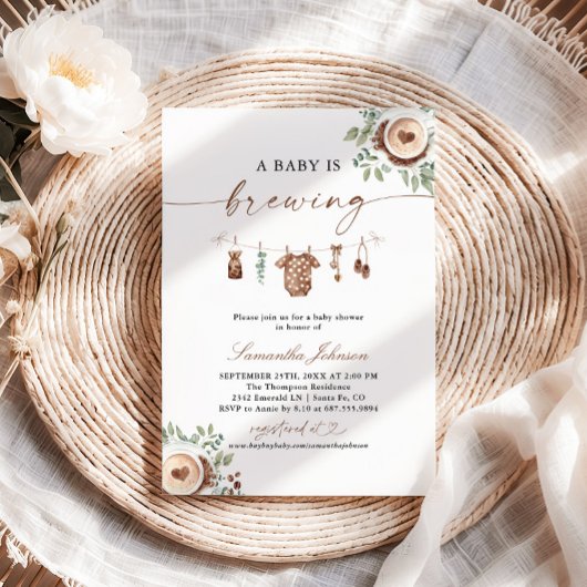 A Baby Is Brewing Coffee Baby Shower 招待状
