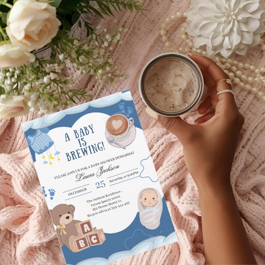 A Baby Is Brewing Coffee Baby Shower  招待状