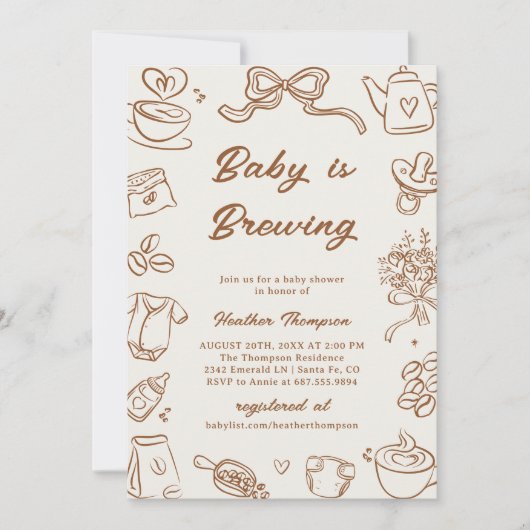A Baby Is Brewing Coffee Baby Shower 招待状 (正面)