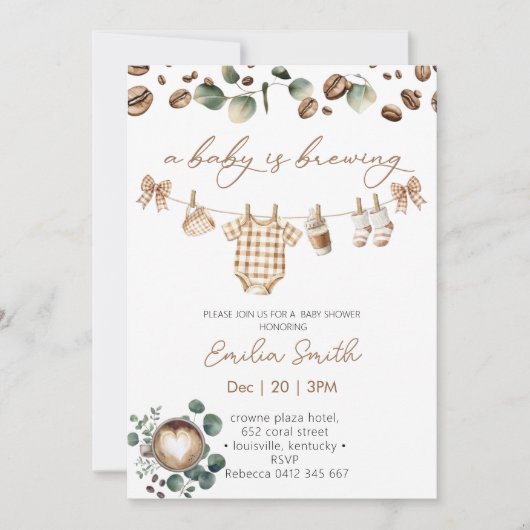 A Baby Is Brewing Coffee Baby Shower 招待状 (正面)