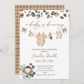 A Baby Is Brewing Coffee Baby Shower 招待状 (正面/裏面)