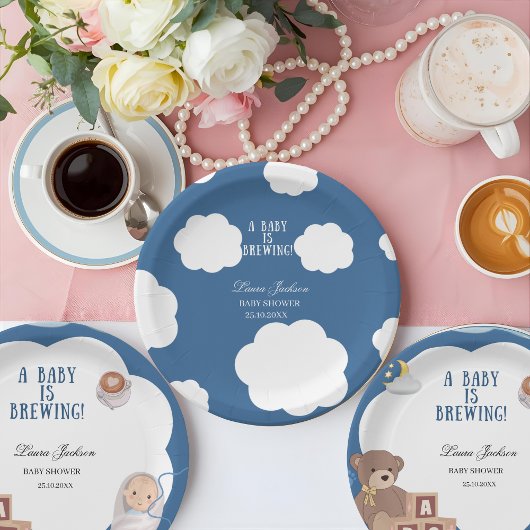 A Baby Is Brewing Coffee Baby Shower Invitation ペーパープレート