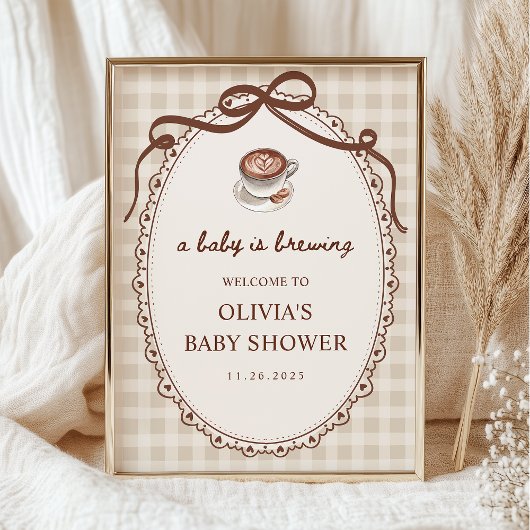 A Baby is Brewing Coffee Baby Shower Welcome ポスター