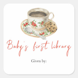 A baby is brewing coffee - baby's first library スクエアシール