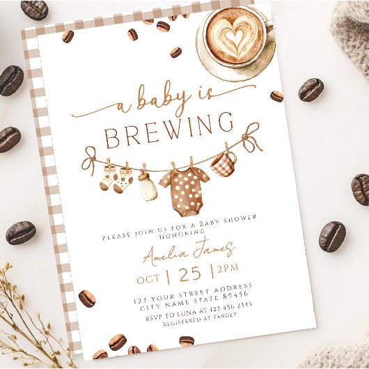 A Baby is Brewing Coffee Bean Baby Shower 招待状