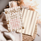 A Baby is Brewing Coffee bow hand drawn Shower 招待状