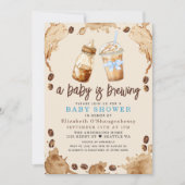 A Baby is Brewing Coffee Boy Baby Shower 招待状 (正面)