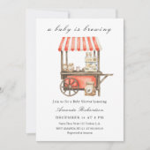 A Baby Is Brewing Coffee Cart Baby Shower 招待状 (正面)