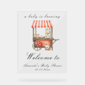 A Baby Is Brewing Coffee Cart Baby Shower Welcome アクリルサイン (正面)