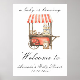 A Baby Is Brewing Coffee Cart Baby Shower Welcome ポスター