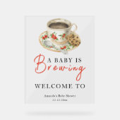 A baby is brewing coffee cup baby shower アクリルサイン (正面)