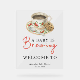 A baby is brewing coffee cup baby shower アクリルサイン