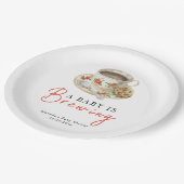 A Baby Is Brewing Coffee Cup Baby Shower ペーパープレート (アングル)