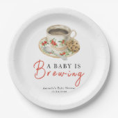 A Baby Is Brewing Coffee Cup Baby Shower ペーパープレート (正面)