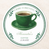 A Baby Is Brewing Coffee Cup Baby Shower ラウンドペーパーコースター (正面)