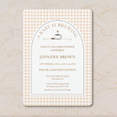 A Baby Is Brewing Coffee Gingham Baby Shower  招待状