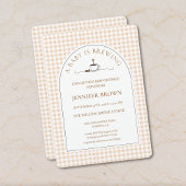 A Baby Is Brewing Coffee Gingham Baby Shower  招待状