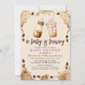 A Baby is Brewing Coffee Girl Baby Shower  招待状 (正面)