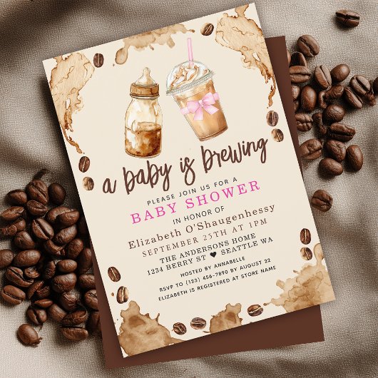 A Baby is Brewing Coffee Girl Baby Shower  招待状