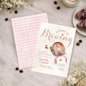 A baby is brewing coffee pink bow baby shower 招待状