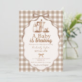 A Baby is Brewing Coffee Pot Bean Baby Shower 招待状 (スタンド正面)
