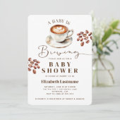 A Baby is Brewing Coffee Theme Baby Shower 招待状 (スタンド正面)