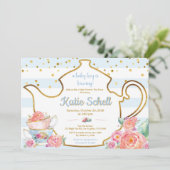 A Baby is Brewing Flower Boy Baby Shower Tea 招待状 (スタンド正面)