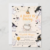 A Baby Is Brewing Ghost Dotted Baby Shower 招待状 (正面)