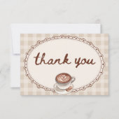 A Baby is Brewing Gingham Coffee Baby Shower サンキューカード (正面)