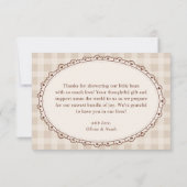 A Baby is Brewing Gingham Coffee Baby Shower サンキューカード (裏面)