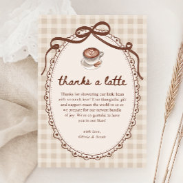 A Baby is Brewing Gingham Coffee Baby Shower サンキューカード