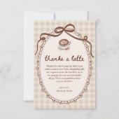 A Baby is Brewing Gingham Coffee Baby Shower サンキューカード (正面)