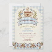 A Baby is Brewing Gingham Coffee Baby Shower 招待状 (正面)