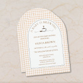 A Baby Is Brewing  Gingham Coffee Baby Shower  招待状