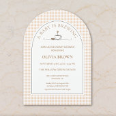 A Baby Is Brewing  Gingham Coffee Baby Shower  招待状