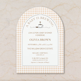 A Baby Is Brewing  Gingham Coffee Baby Shower  招待状